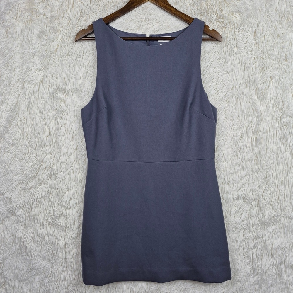 Babaton Aritzia Bond Eversential Shift Dress Charcoal Blue Mini Sz 12 Sleeveless